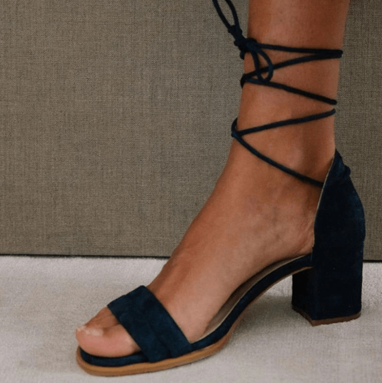 Comfortable Women's Sandals, Block Heel Design with Transparent Toe Band and Lacing in Nude Artificial Leather-6