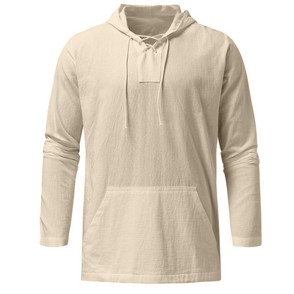 Lightweight Casual Mens Pullover - Laceup V Neck, Linen
