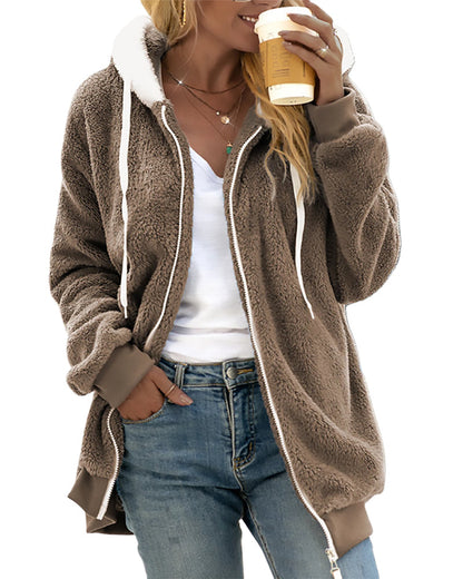 Warm Relaxed Women's Fleece Zip Hoodie - Teddy Casual