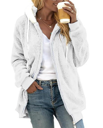 Warm Relaxed Women's Fleece Zip Hoodie - Teddy Casual