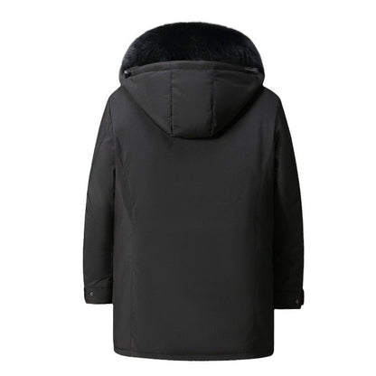 Varm klassisk herre dunjakke - mellemlang polyester