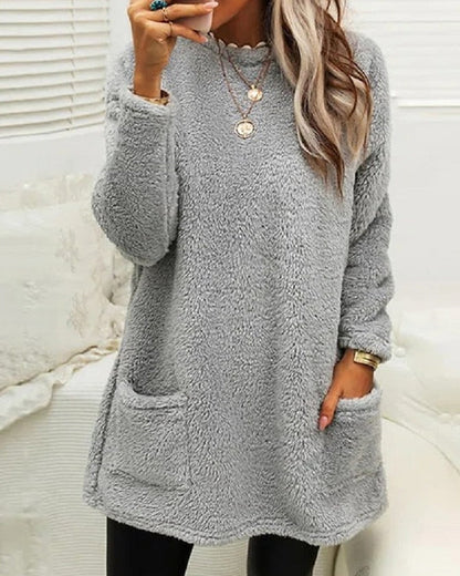 Soft Cozy Women’s Tunic Pullover - Oversized Sherpa, Winter