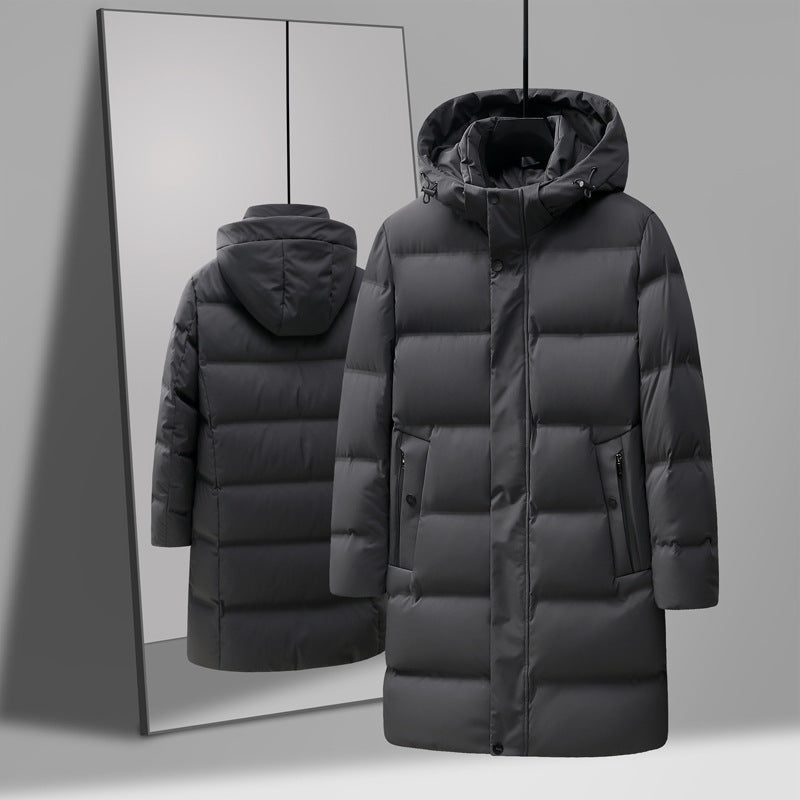 Isolerende herre midtlange dunjakke - boxy, polyester