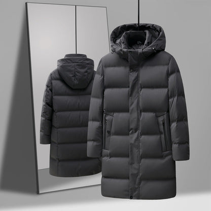 Isolerende herre midtlange dunjakke - boxy, polyester