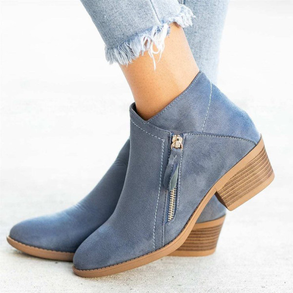 Supportive Women’s Ankle Boots - Side Zip, Suede, Casual