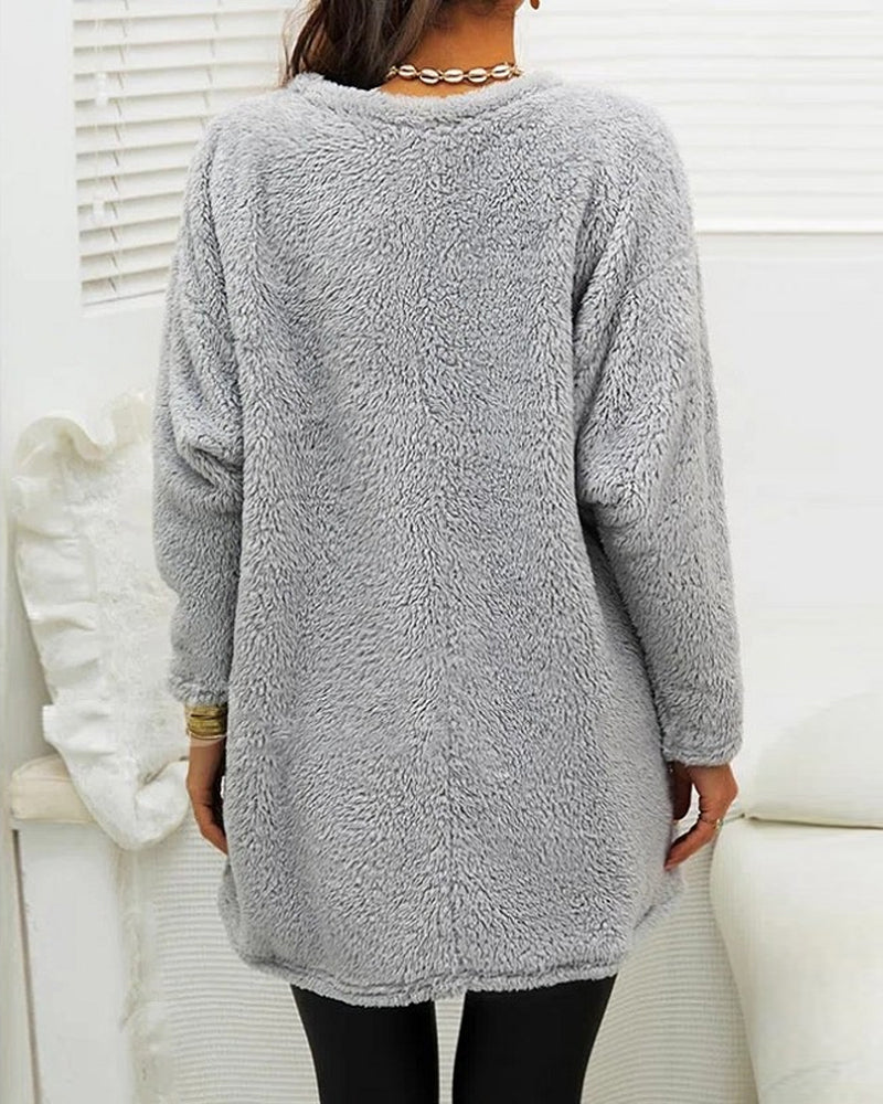 Soft Cozy Women’s Tunic Pullover - Oversized Sherpa, Winter