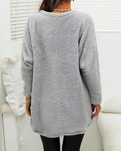 Soft Cozy Women’s Tunic Pullover - Oversized Sherpa, Winter