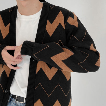 Oversized herrecardigan - åben front, strikket, afslappet