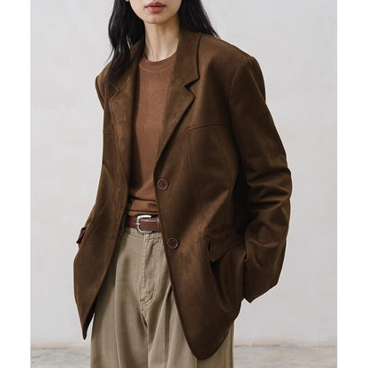 Soft women's blazer - tailored slim-fit, suede, for professional daily office wear