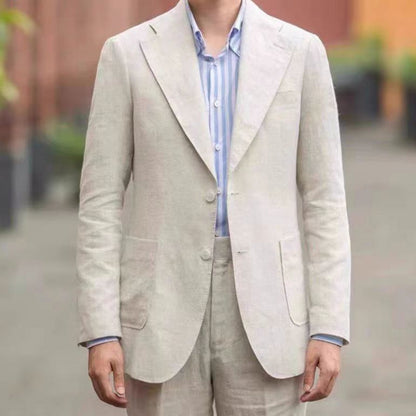 Breathable Men's Blazer – Slim-Fit Neapolitan Casual, Cotton Blend, Everyday Wear