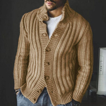 Warm Classic Herre Cardigan - Skjalskrave, Uldblanding