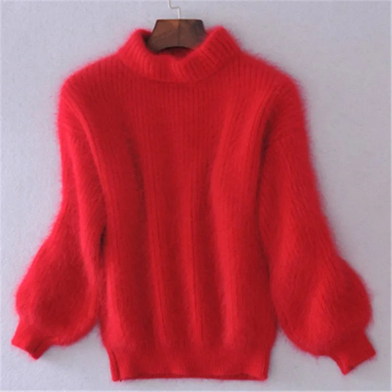Varm og hyggelig damesweater med høj hals - Oversized blød strik