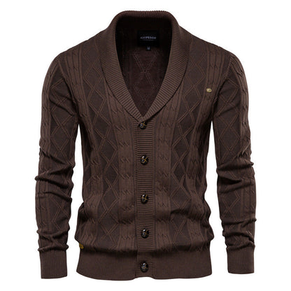 Soft Classic Men’s Cardigan - Shawl V Neck, Cotton Knit