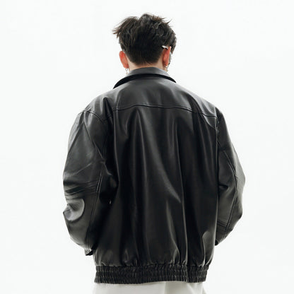 Chaqueta suave para hombre de cuero PU - estilo motociclista/motero, cuero PU duradero, ropa de primavera