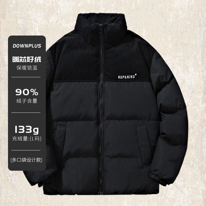 Insulating Mens Puffer Jacket - Corduroy Yoke, Duck Down