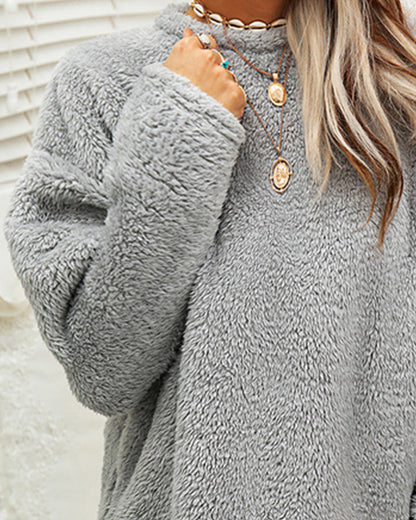 Soft Cozy Women’s Tunic Pullover - Oversized Sherpa, Winter
