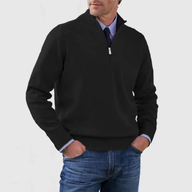 Blød herresweater med ståkrave - slim fit, akryl