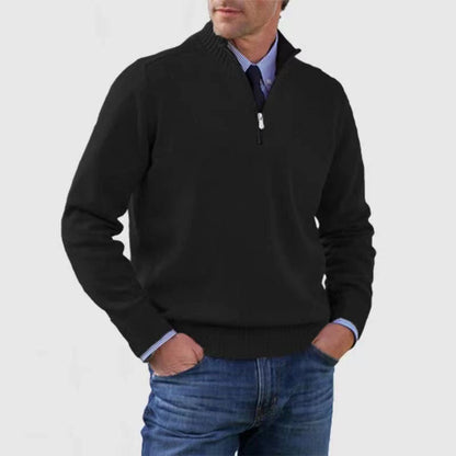 Blød herresweater med ståkrave - slim fit, akryl