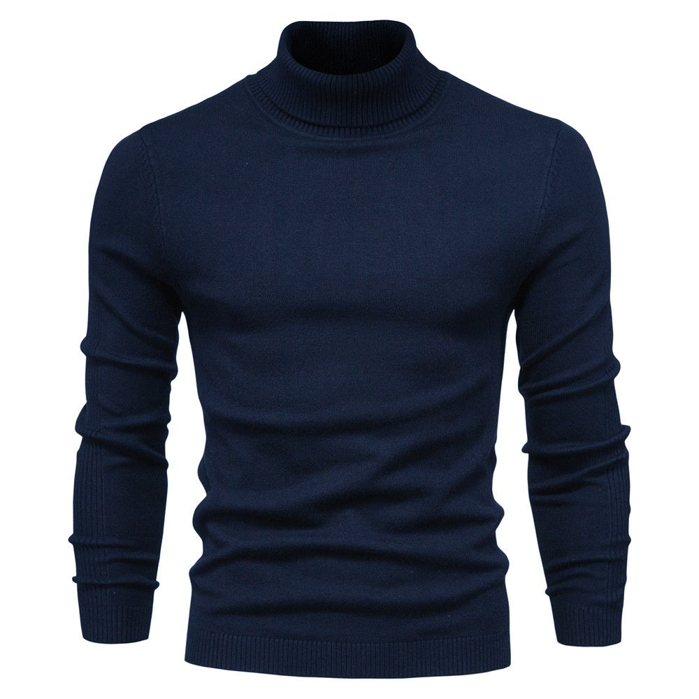 Blød herre rullekrave sweater - slim fit viskose vinter