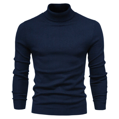 Blød herre rullekrave sweater - slim fit viskose vinter