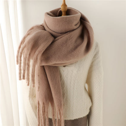 Soft Women’s Scarf - Oversized Fringed Cashmere For Winter