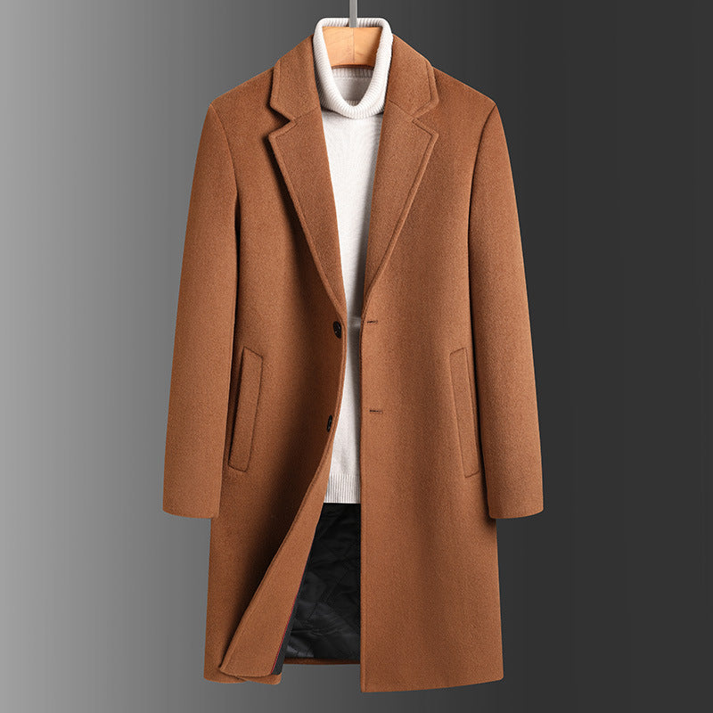 Warm Classic Men's Long Wool Coat - Slim, Wool, Winter