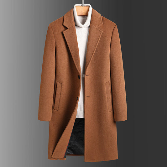 Warm Classic Men's Long Wool Coat - Slim, Wool, Winter