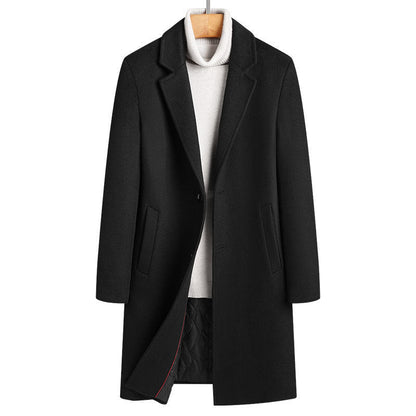 Warm Classic Men's Long Wool Coat - Slim, Wool, Winter