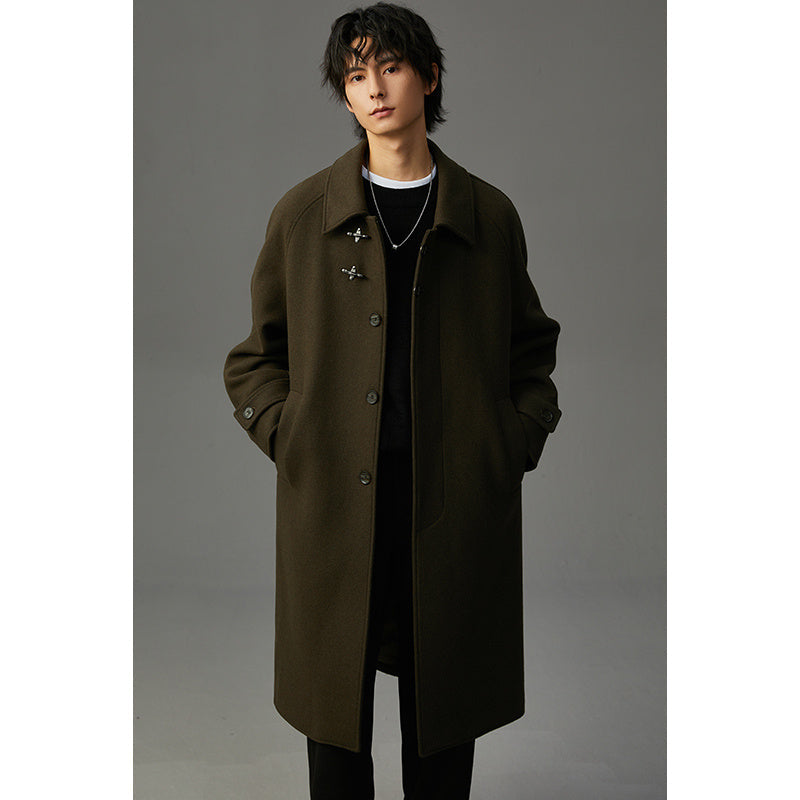 Warm Structured Men’s Wool Coat - Midlength, Double Sided