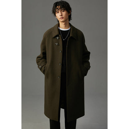 Warm Structured Men’s Wool Coat - Midlength, Double Sided