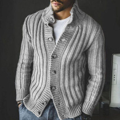 Warm Classic Herre Cardigan - Skjalskrave, Uldblanding