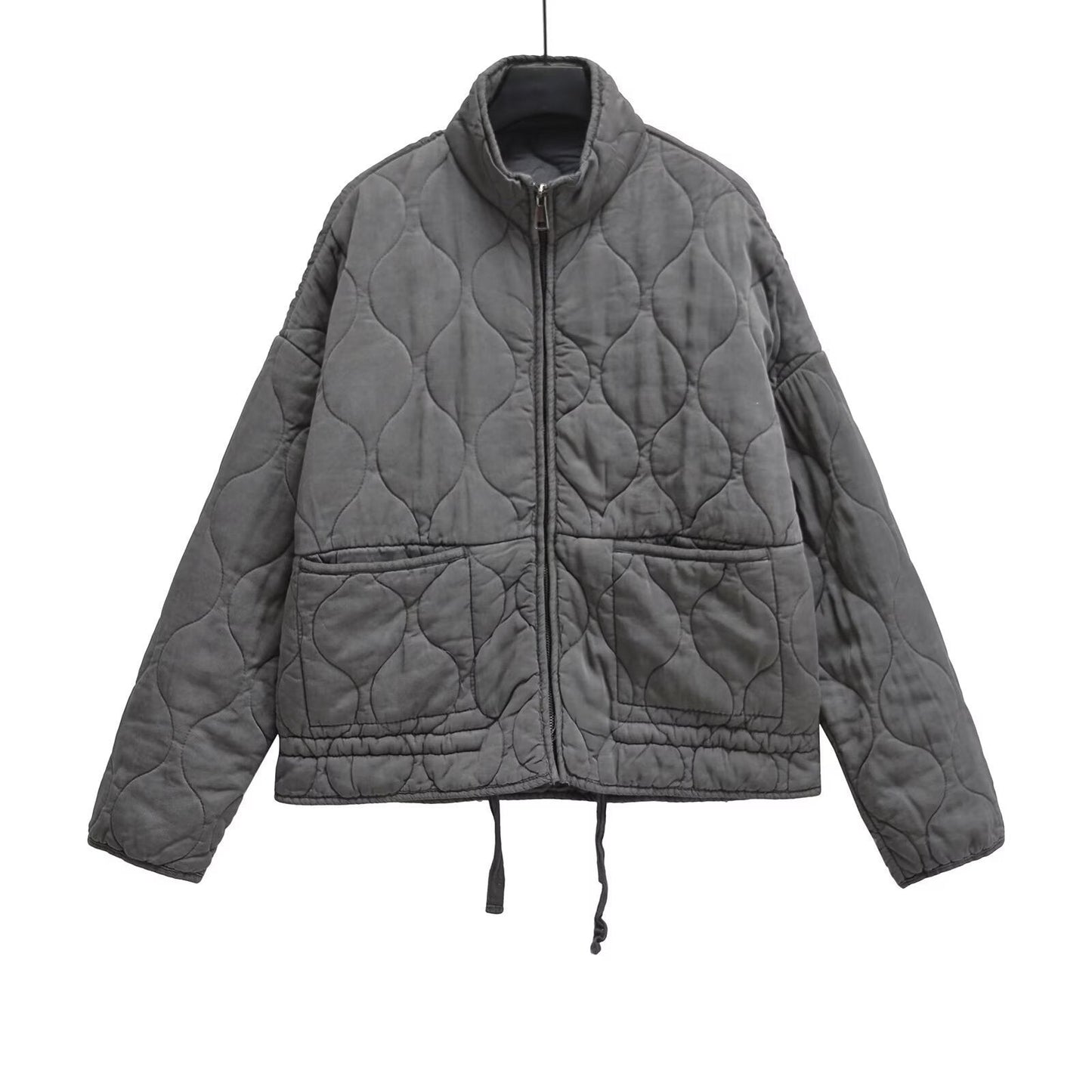 Soft Relaxed Women Quilted Jacket - Stand-Collar, Tencel