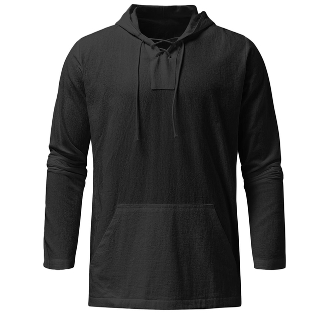 Lightweight Casual Mens Pullover - Laceup V Neck, Linen