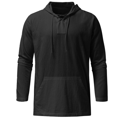 Lightweight Casual Mens Pullover - Laceup V Neck, Linen
