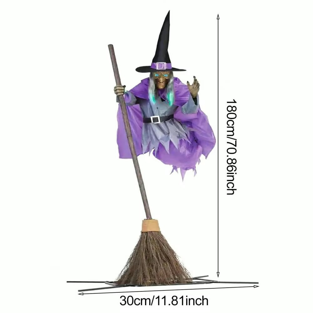 6-Foot Flying Witch Halloween Yard Decoration – Scary Outdoor Prop with Floating Effect, Easy Setup