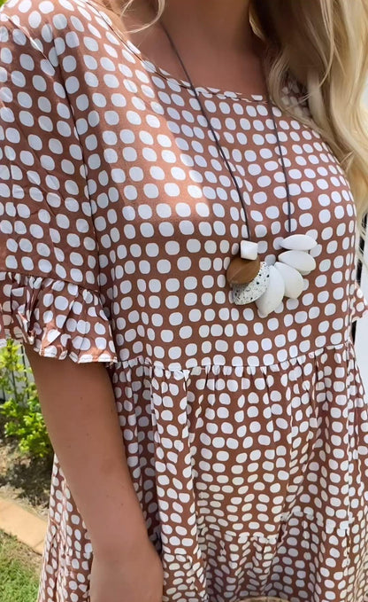 Short-Sleeve Midi Dress for Women in Polka Dot Design, Lightweight Breathable Fabric, Relaxed Fit for Summer Events-5