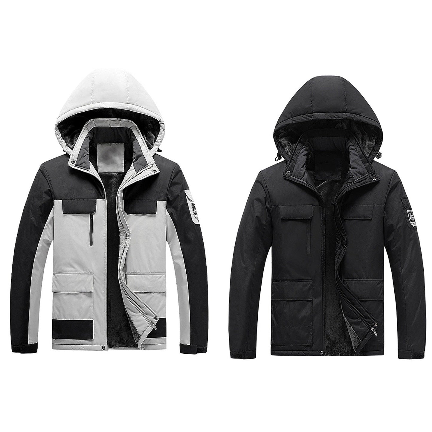 Waterproof Men's Rain Jacket - Hooded Colorblock, Packable