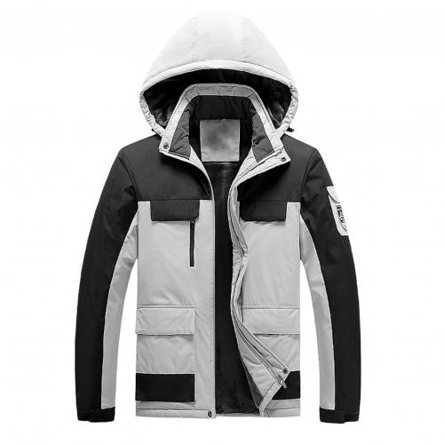 Waterproof Men's Rain Jacket - Hooded Colorblock, Packable