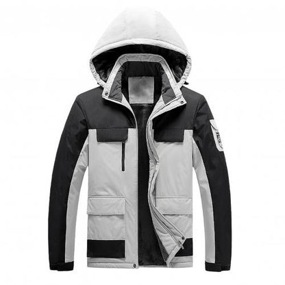 Waterproof Men's Rain Jacket - Hooded Colorblock, Packable