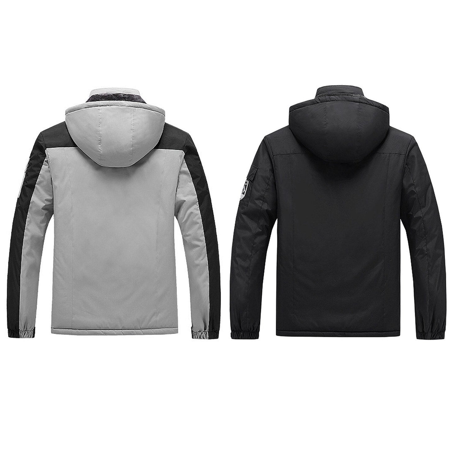 Waterproof Men's Rain Jacket - Hooded Colorblock, Packable