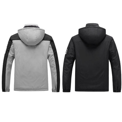 Waterproof Men's Rain Jacket - Hooded Colorblock, Packable
