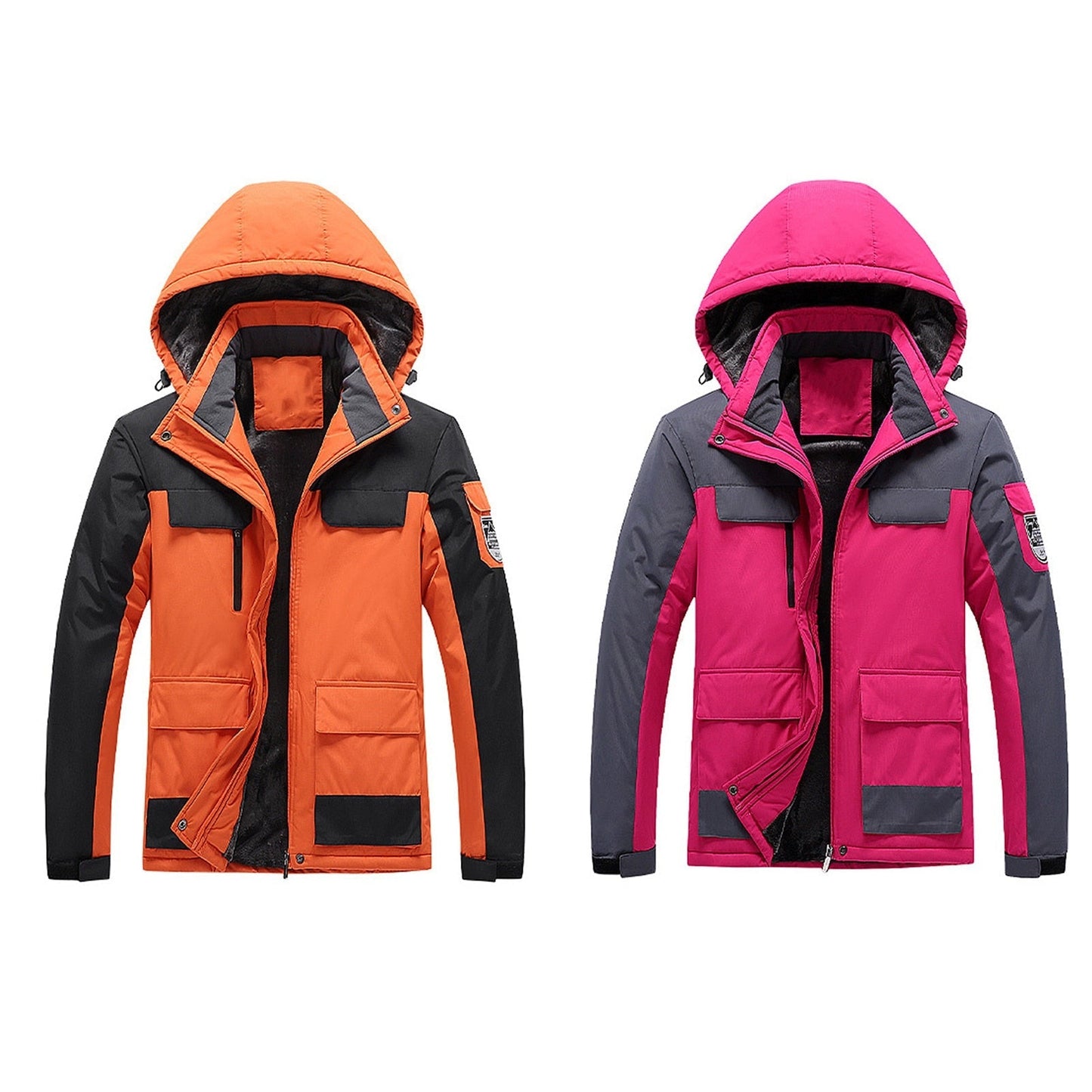 Waterproof Men's Rain Jacket - Hooded Colorblock, Packable