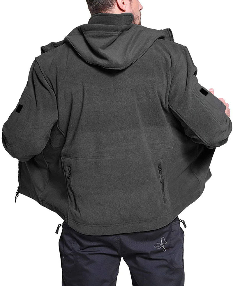 Vindavvisande herrfleecejacka - huvad isolerande vandring