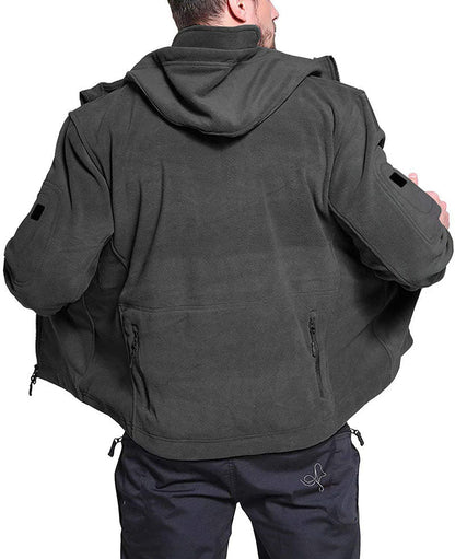 Vindavvisande herrfleecejacka - huvad isolerande vandring