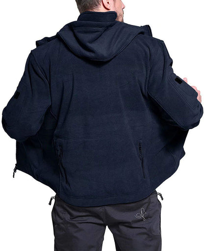 Vindavvisande herrfleecejacka - huvad isolerande vandring