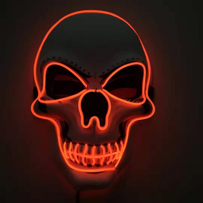 LED Glowing Skull Mask - Halloween Costume Accessory, Adjustable Fit for Parties & Events, Eye-Catching Light Modes