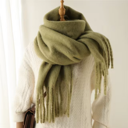 Warm Cozy Womens Winter Scarf - Blanket Fringe Plush