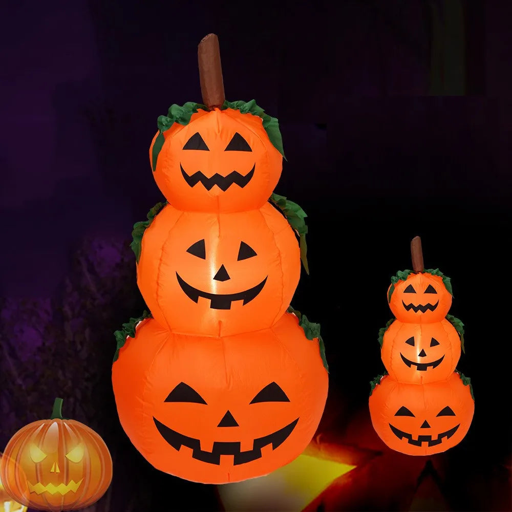 Stackable Pumpkins Toy 3.94ft Halloween Inflatable Pumpkin Stack with LED Rotating Lights – O ...