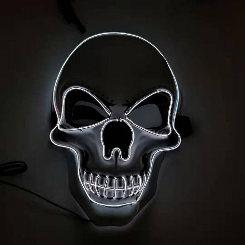 LED Glowing Skull Mask - Halloween Costume Accessory, Adjustable Fit for Parties & Events, Eye-Catching Light Modes