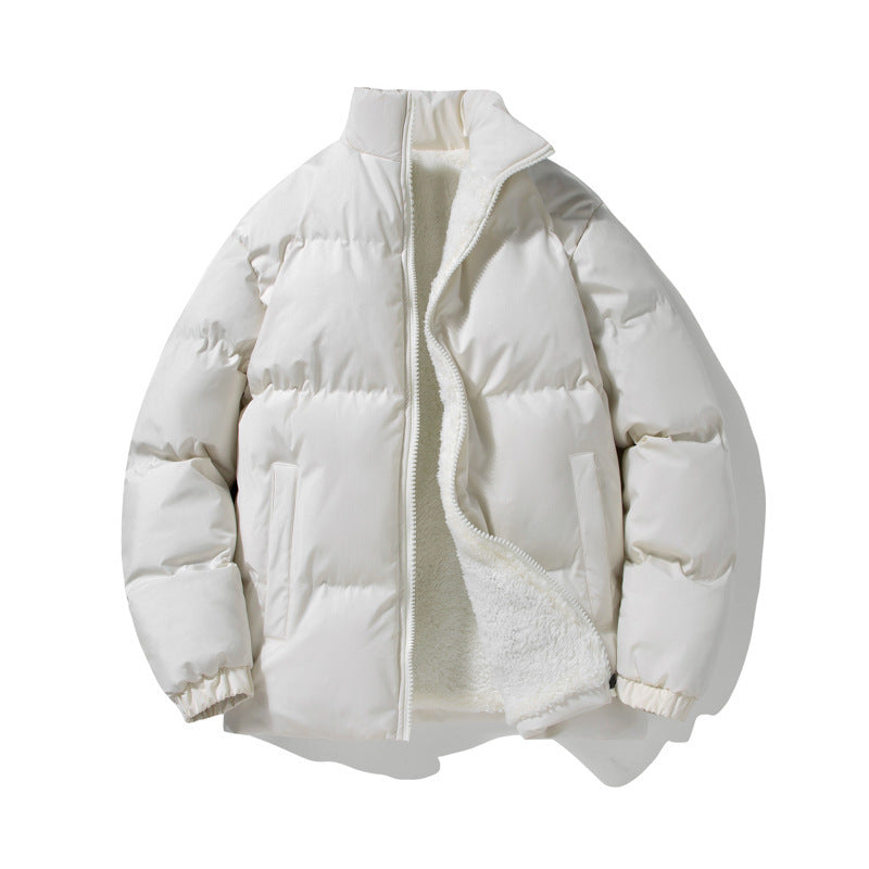 Insulating Men's Puffer Jacket – Stand-Up Collar, Lambswool